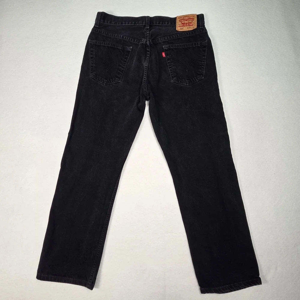 Vtg Levis 505 Regular Fit Jeans Mens 36x30 (34x29) Black Denim Straight Leg Pant